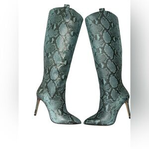 Vince Camuto Blue Snakeskin Heeled Boots